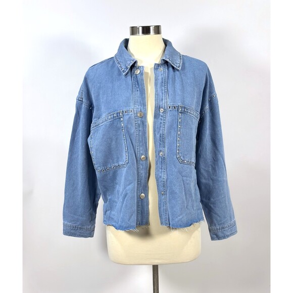 Sincerely Jules Tops - Sincerely Jules Denim Button Up Shirt Jacket Studded Western NWT - Medium